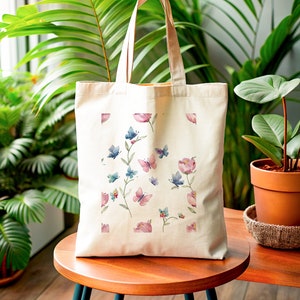 100% Cotton Tote Bag, Wildflowers. Eco-friendly shopping bag, bag for life