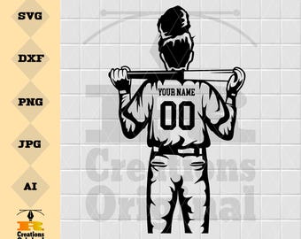 Softball Player SVG: Personalized Name Cut File (Digital Download)