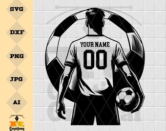 Fotbollsspelare SVG: Sport Clipart för Cricut, Silhouette (Digital nedladdning)