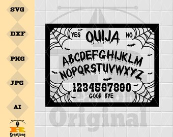 Tabla Ouija SVG: Clipart del juego del espíritu de Halloween (Descarga digital)