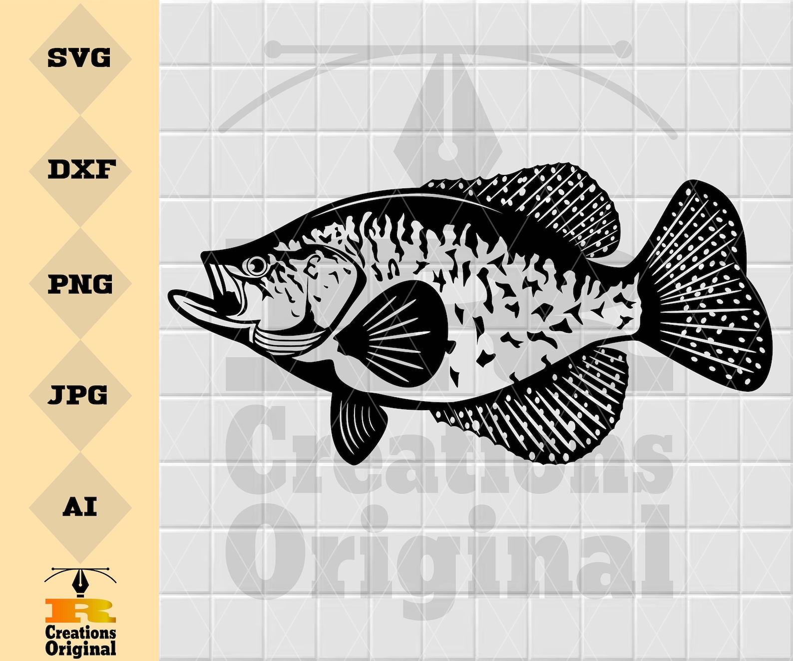 Crappie Fish Graphics Crappie Fish SVG: Panfish Angling Decal, Stencil Graphics (digital ...