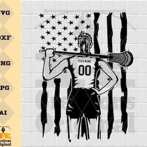 Female Lacrosse Player Svg | Personalized Name | Lacrosse Svg | Lacrosse Stick Svg | Lax Mom Svg | Lacrosse Decals | Lacrosse Mom Shirt