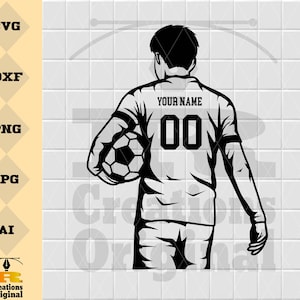 Gepersonaliseerde voetballer SVG: sport clipart (digitale download)