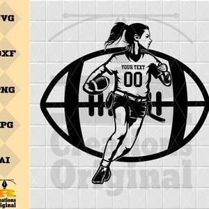 Flag Football Girl SVG: Personalized Name Design (Digital Download)