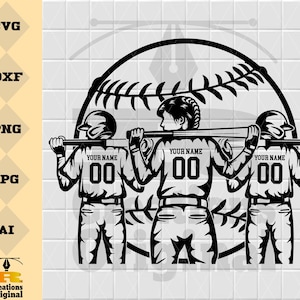 Personalized Softball Player SVG: Girl&#39;s Team Clipart (Digital Download)
