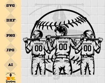 Jugadora de sóftbol personalizada SVG: Clipart del equipo femenino (Descarga digital)