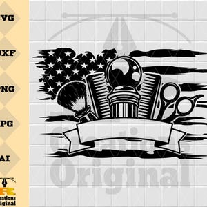 US Barbershop Logo SVG: Barber Tools, Hair Stylist (Digital Download)