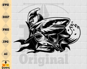 Shark Silhouette Svg | Ocean Clipart Design (Digital Download)