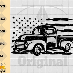 US Vintage Truck SVG File | Farm Truck SVG | Pickup Truck Svg | Retro Car Svg | Cricut Cutting Files | Svg Files for Cricut and Silhouette