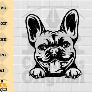 Cute French Bulldog Svg | Frenchie svg | funny dog clipart | pet face png | Bulldog breed Svg | Frenchie Clipart Print | Dfx Png Svg