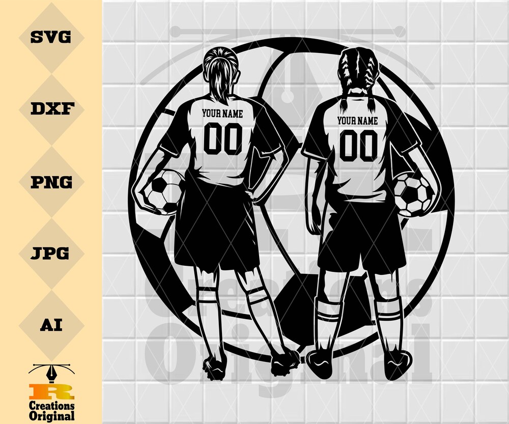 2 Soccer Girls Svg | Personalized Name It | Soccer Player Svg | Soccer Svg | Soccer Clipart | Soccer Png | Soccer Mom Cutfile | Soccer Shirt 4Fansport