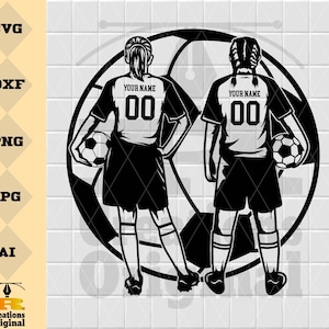 2 Soccer Girls Svg | Personalized Name It  | Soccer Player Svg |Soccer Svg | Soccer Clipart | Soccer Png | Soccer Mom Cutfile | Soccer Shirt