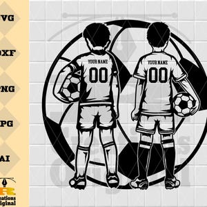 Gepersonaliseerde voetbal kinder SVG: Boy Player Graphic (digitale download)