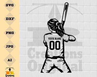 Archivo SVG personalizado de jugador de sóftbol: Archivo de corte de camiseta para mamá (descarga digital)