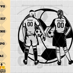 Gepersonaliseerde voetballer SVG: aangepaste naam gesneden bestand (digitale download)