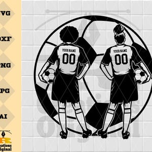 Two Soccer Girls Svg | Personalized Name It  | Soccer Player Svg |Soccer Svg | Soccer Clipart | Soccer Png | Soccer Cutfile | Soccer Shirt