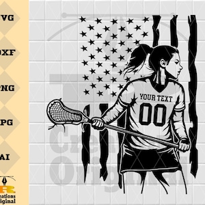 Female Lacrosse Player Svg | Personalized Name | Lacrosse Svg | Lacrosse Stick Svg | Lax Mom Svg | Lacrosse Decals | Lacrosse Mom Shirt