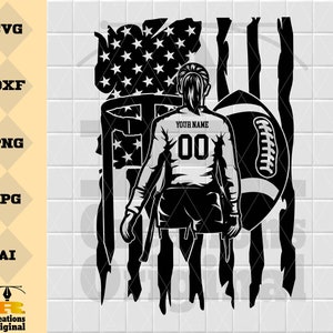 US Flag Football Girl SVG: Personalized Name, Football Shirt (Digital Download)