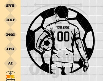 Fotbollsspelare SVG: Sport Clipart för Cricut, Silhouette (Digital nedladdning)