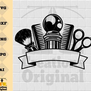 Barbershop Logo SVG: Barber Tools, Hair Stylist Design (Digital Download)