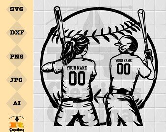 Clipart SVG de jugador de béisbol de sóftbol personalizado (descarga digital)