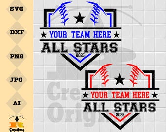 Allstars Baseball SVG: Shirt Design Template (Digital Download)