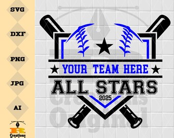 Baseball Allstars Svg Png | Team Template (Digital Download)