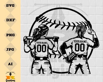Jugador de sóftbol SVG: Clipart de diseño de equipo (Descarga digital)