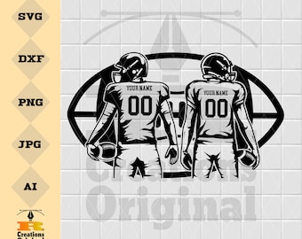 Personalized Name | Two Football Players Svg | Football Name Svg | Football Shirt | Football Season | Superbowl Clipart | Png Eps Dxf