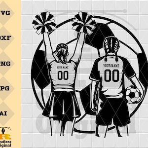 Cheerleader voetbal meisjes SVG: gepersonaliseerd naamgesneden bestand (digitale download)