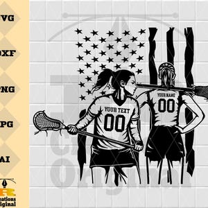 Female Two Lacrosse Player Svg | Personalized Name | Lacrosse Svg | Lacrosse Stick Svg | Lax Mom Svg | Lacrosse Decals | Lacrosse Mom Shirt