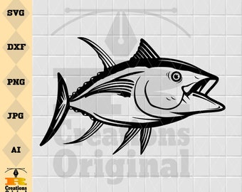 Tuna Fish SVG: Angler Clipart, Saltwater Fishing (Digital Download)