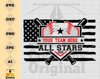 Allstars Baseball Design: SVG, PNG, JPG Files (Digital Download)