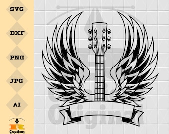 Guitar Wings SVG: Music Cut Files for Cricut & Silhouette (Digital Download)