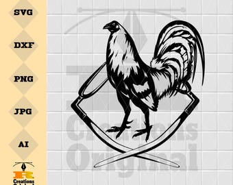 Kämpfender Hahn | Hahnenkampf geschnitten Datei | Hahnenkampf Clipart | Hahnenkampf Silhouette | Hahn Kampf geschnitten Datei | Datei: Png, Jpg, Eps