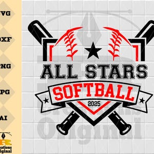 Softball All-Star Design: Team Template - SVG, PNG, JPG (Digital Download)