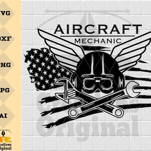US Flag Aircraft Mechanic Svg | Airplane Mechanic Svg | Aircraft Technician Svg | Plane Mechanic Gift | Aircraft Mechanice Png | Dxf Jpg Ai