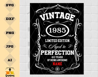 Design SVG vintage per il 40° compleanno del 1985 (download digitale)