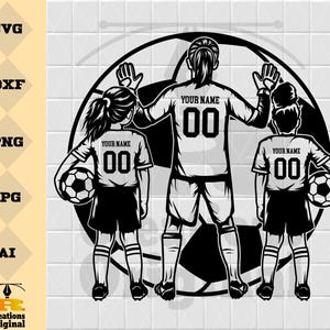 Three Soccer Girls Svg | Personalized Name It  | Soccer Player Svg |Soccer Svg | Soccer Clipart | Soccer Png | Soccer Cutfile | Soccer Shirt