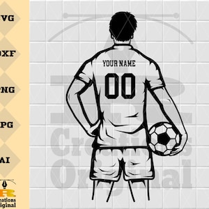 Gepersonaliseerde voetballer SVG: sport clipart (digitale download)