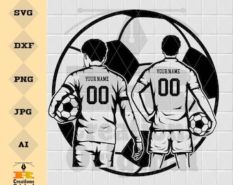 Personlig fotbollsspelare SVG: Två pojkar, sport Clipart (digital nedladdning)