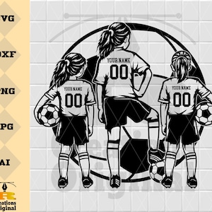 Personalized Name | Three Soccer Girls Svg | Soccer Player Svg |Soccer Svg | Soccer Clipart | Soccer Png | Soccer Cutfile | Soccer Shirt