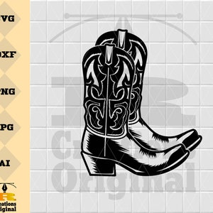 Cowboy boots svg | Cowboy Rodeo Lasso | Cowgirl boot |Western boots svg | Western shoes Svg | Cricut & Silhouette | Printable | Png Dxf