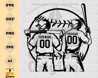 Personalized Baseball Two Player SVG: Dad Shirt Clipart (Digital Download)