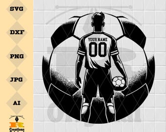 Fotbollsspelare SVG: Sport Clipart för Cricut, Silhouette (Digital nedladdning)