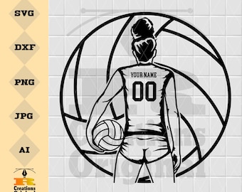 Personalized Volleyball Player SVG: Custom Name Clipart (Digital Download)