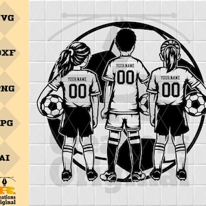Gepersonaliseerde voetbalteam-SVG: ontwerp meisjes- en jongensspeler (digitale download)