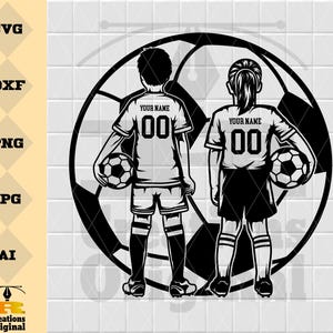 Gepersonaliseerde voetbal kinder-SVG: voetbalshirtontwerp (digitale download)