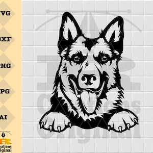 German Shepherd SVG, Cute German Shepherd Svg, Police Dog PNG, Happy Dog DXF, Dog Lover Shirt, Dog Lover Png, K-9 Cricut Silhouette CutFile