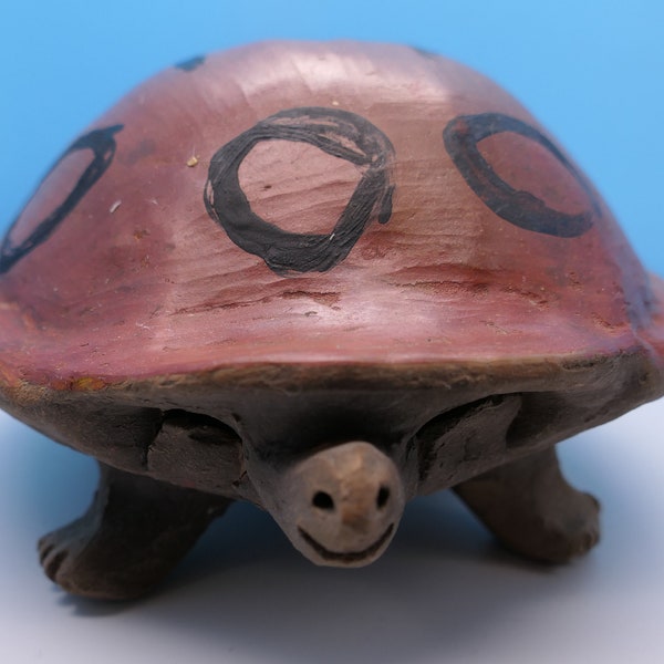 Tirelire tortue en argile vintage